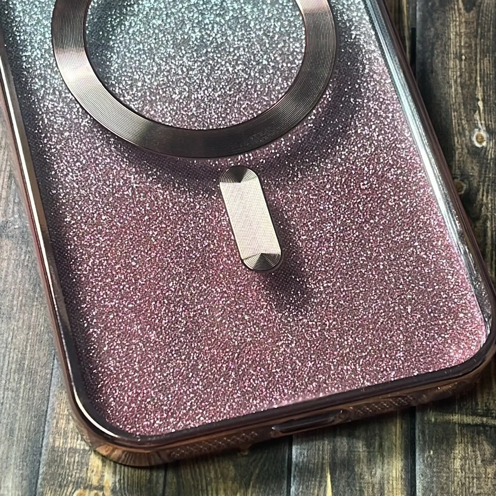 5for$10 Rose Gold 15 Pro Max Pink And Silver Glitter Background Phone Case NWT